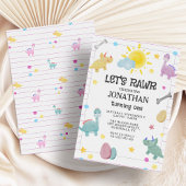 Coloré Cute Dinosaur 1er anniversaire Invitation