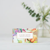 Coloré Elegant Aquarelle Magnolia Carte de visite (Debout devant)