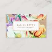 Coloré Elegant Aquarelle Magnolia Carte de visite (Devant)