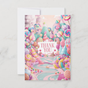 Coloré élégant carte de remerciements Candyland