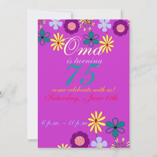 Coloré et festif 75e anniversaire Invitation (Devant)