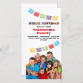 Coloré Feliz Navidad Carte photo avec bannières (Devant / Derrière)