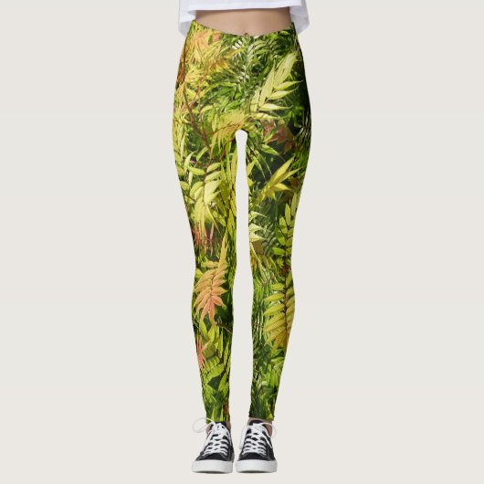 Coloré Feuille fin Motif Legging (Devant)