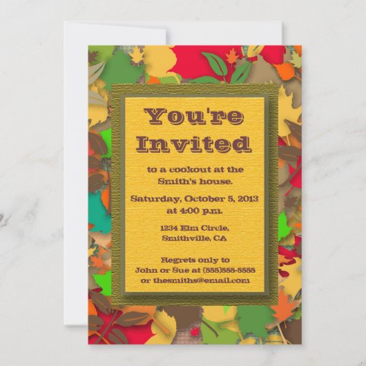 Coloré Feuilles Automne Automne Invitation Cookout (Devant)
