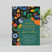 Coloré Floral Bridal Brunch Foil Invitation (Debout devant)