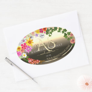 Coloré Floral Gold Produit Étiquettes Monogramme L