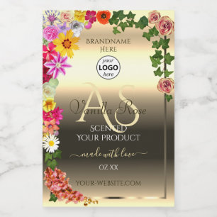 Coloré Floral Gold Produit Étiquettes Monogramme L