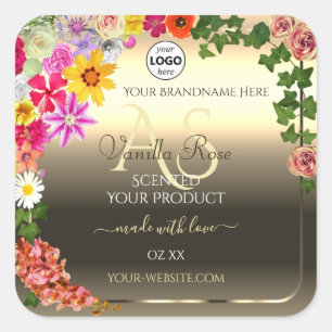 Coloré Floral Gold Produit Étiquettes Monogramme L