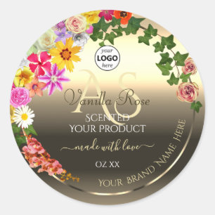 Coloré Floral Gold Produit Étiquettes Monogramme L