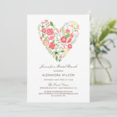Coloré Floral Heart Bridal Brunch Invitation (Debout devant)