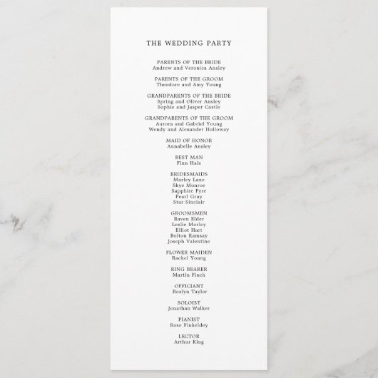 Coloré Floral Mariage Appartement Programme (Dos)