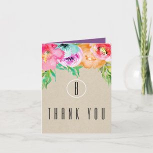 Coloré Floral Rustique Moderne Kraft Merci