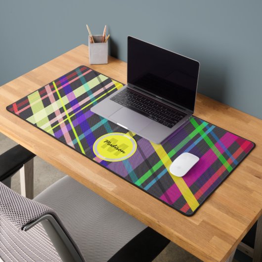 Coloré géométrique lignes rétro Motif Monogramme (Bureau 2)