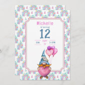 Coloré Gnome Retro Anniversaire Invitation (Devant / Derrière)