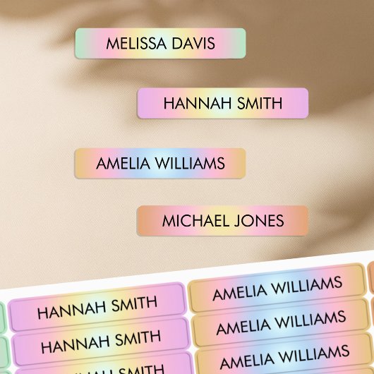 Coloré Gradient Kids étanche Nom Étiquettes