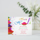 Coloré Happy Poudres Holi Peindre Invitation (Debout devant)