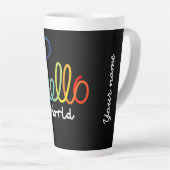 Coloré Hello World Latte Mug (Angle droit)