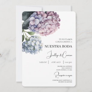 Coloré Hydrangea Faire-part de mariage espagnol