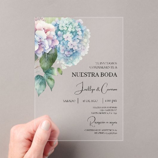 Coloré Hydrangea Faire-part de mariage espagnol (In situ (ordinateur de poche))