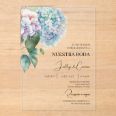 Coloré Hydrangea Faire-part de mariage espagnol (Recto)