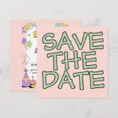 Coloré Illustratif Anniversaire Fête Invitation (Devant / Derrière)