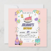 Coloré Illustratif Anniversaire Fête Invitation (Dos)