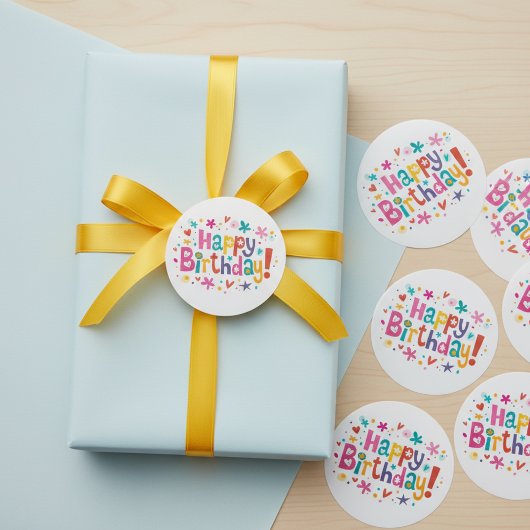 Coloré "Joyeux anniversaire !" sticker rond