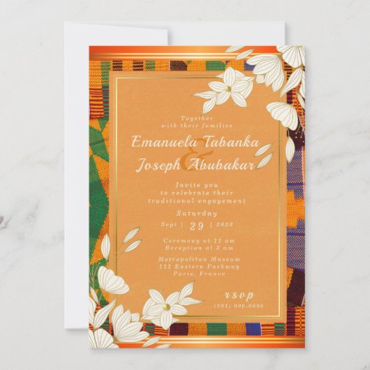 Coloré Kente Faire-part de mariage Ankara (Devant)