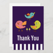 Coloré mignon Oiseaux Whimsical Merci (Devant / Derrière)