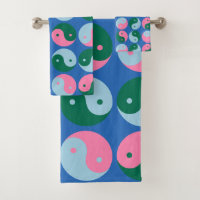 Coloré mignon rétro Yin Yang Motif Bleu Vert