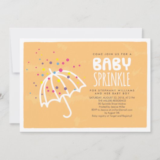 Coloré Moderne Orange Baby Sprinkle Invitation (Devant)