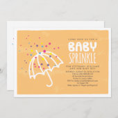 Coloré Moderne Orange Baby Sprinkle Invitation (Devant / Derrière)