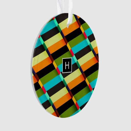 Coloré Moderne Rayures Abstraites & Monogramme (devant)