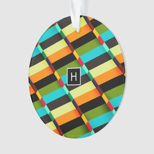 Coloré Moderne Rayures Abstraites & Monogramme (devant)