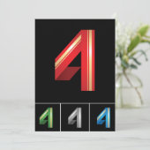 Coloré Numéro Quatre Invitations (Debout devant)