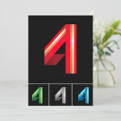 Coloré Numéro Quatre Invitations