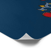 Coloré Ornament Motif Bleu foncé Poster (Coin)