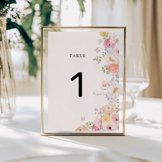 Coloré Pastel Floral Mariage Numéro de table
