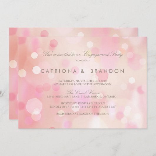 Coloré Pastel Lights Engagement Party Invitation (Devant / Derrière)