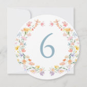 Coloré Pastel Meadow Fleur sauvage Numéro de table (Dos)