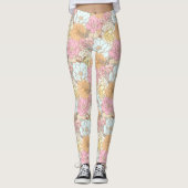 Coloré Pastel rose Floral Pattern Leggings (Devant)