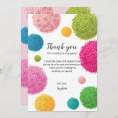Coloré Pom Pom Carte de remerciements d'anniversai (Devant / Derrière)