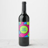 Coloré Pop Art Retro Y2K Party Vin Étiquette (Devant)