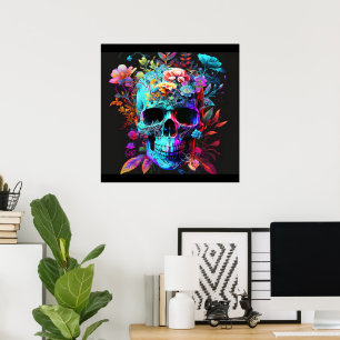 Coloré Psychédélique Crâne effrayant Poster Décor