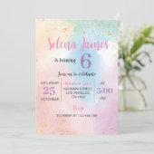 Coloré Rainbow Pastel Invitation d'anniversaire (Debout devant)