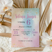 Coloré Rainbow Pastel Invitation d'anniversaire