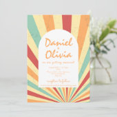 Coloré rétro avec Faire-part de mariage QR (Debout devant)