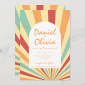 Coloré rétro avec Faire-part de mariage QR (Devant / Derrière)