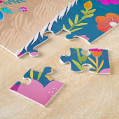 Coloré Retro Floral Llama Jigsaw Puzzle (Côté)