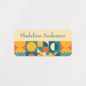 Coloré Retro Geometry Kids noms Étiquette (Design 1)